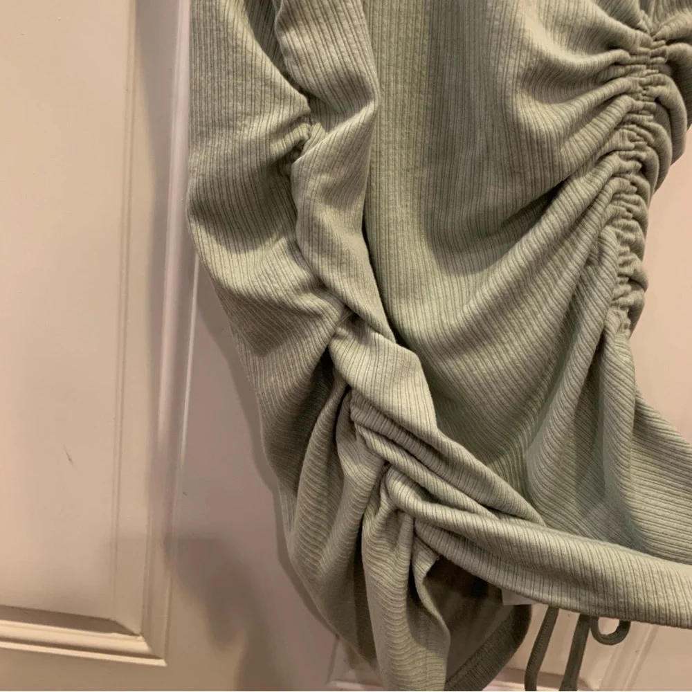 MINKPINK Sage Green Ruched Bodycon Midi Dress Size S - Picture 5 of 9